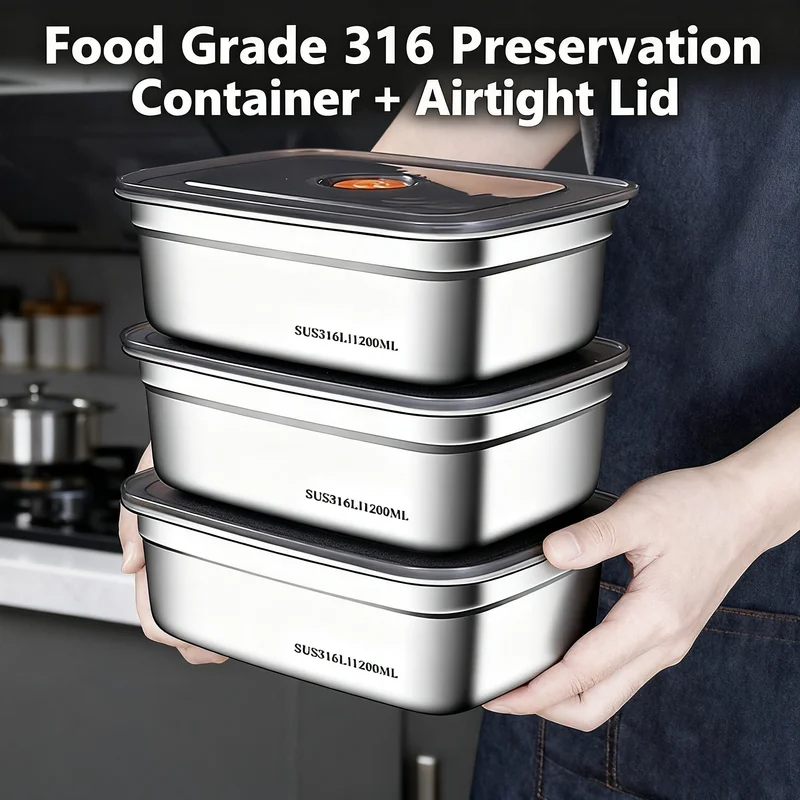 Food Storage Freezer Containers - Lonchera Hermética de Acero Inoxidable de