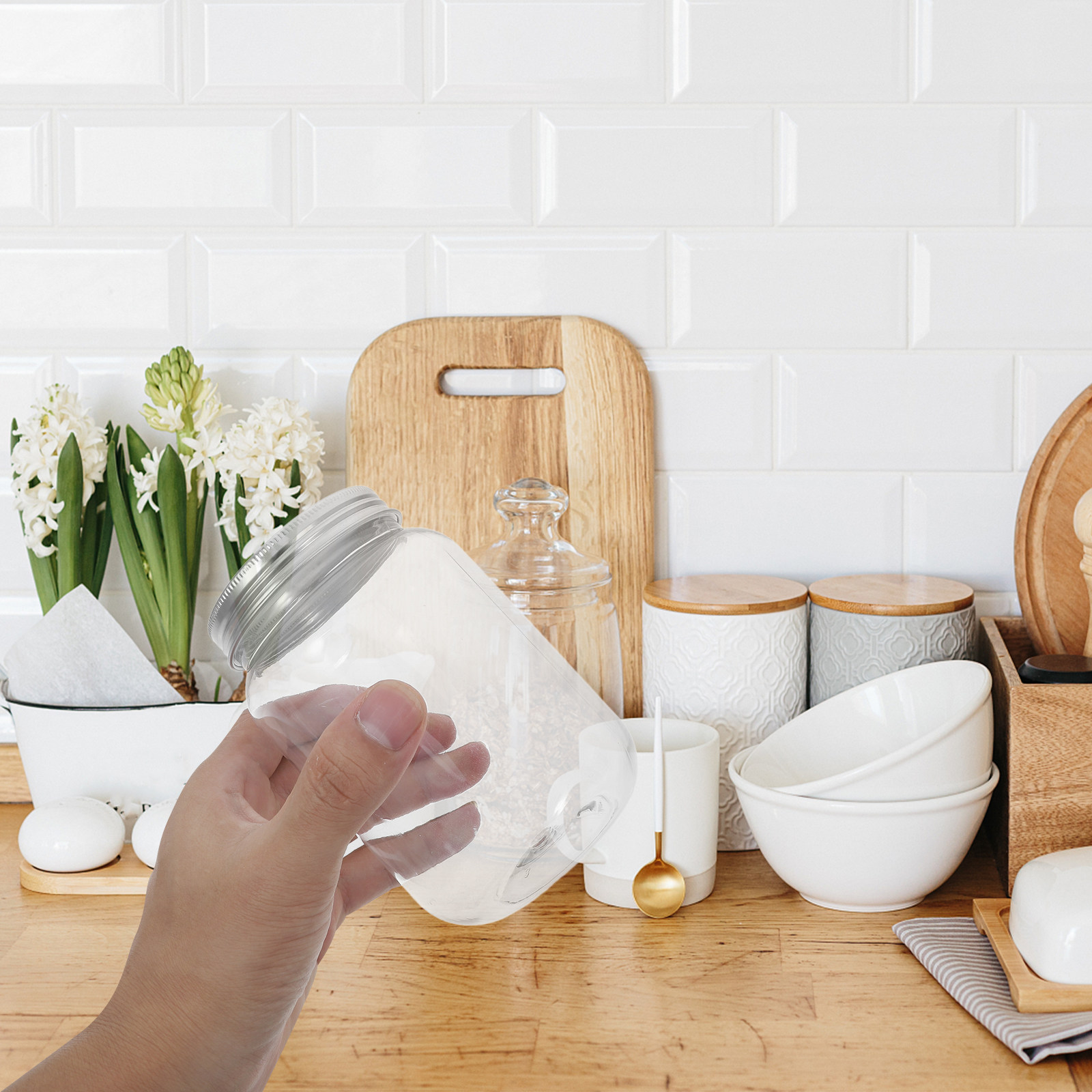 Food Storage Jars Airtight - Juego de 4 Frascos de Plástico
