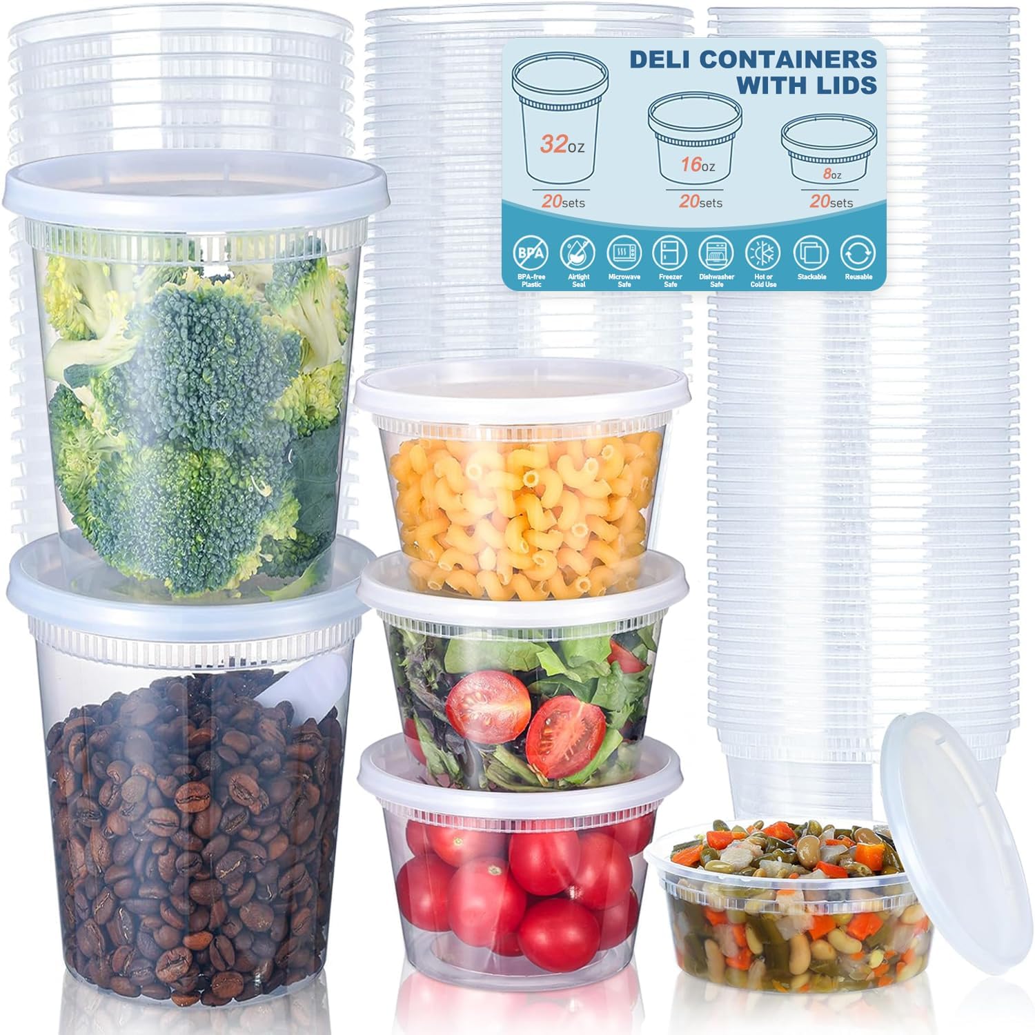 Food Storage Freezer Containers - 24 Uds. Contenedores de almacenamiento de