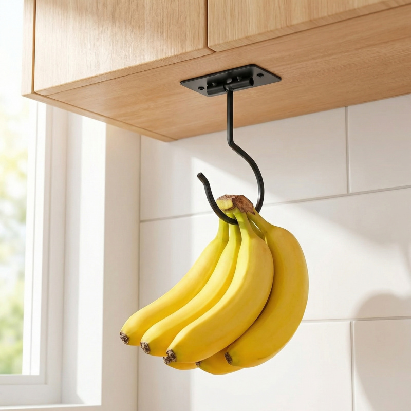 Food Storage Kitchen Cabinet - Gancho Adhesivo de Metal Negro para