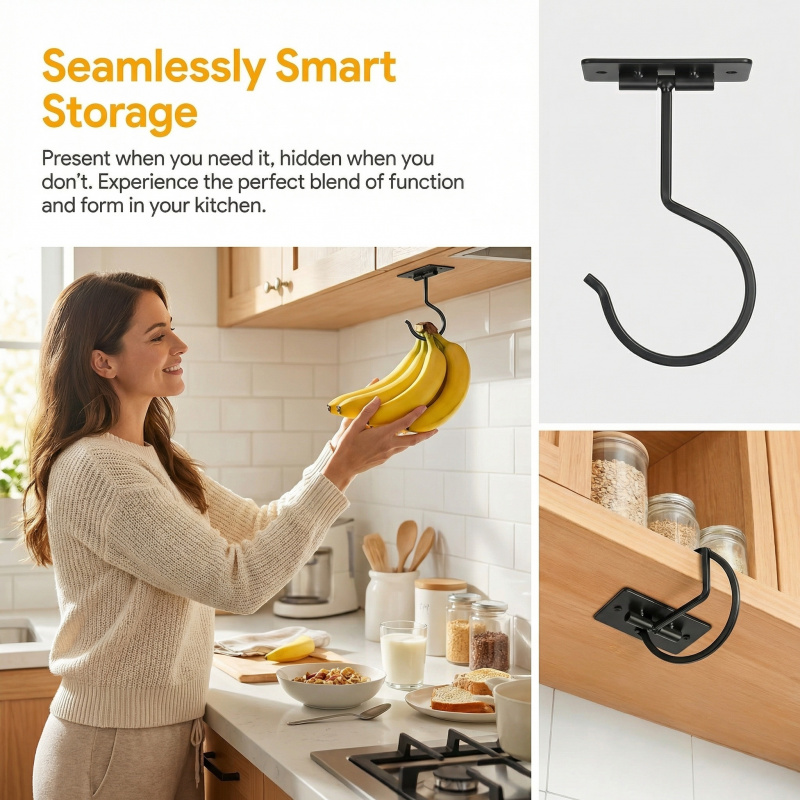 Gancho Adhesivo de Metal Negro - Food Storage Kitchen Cabinet reseña y precio