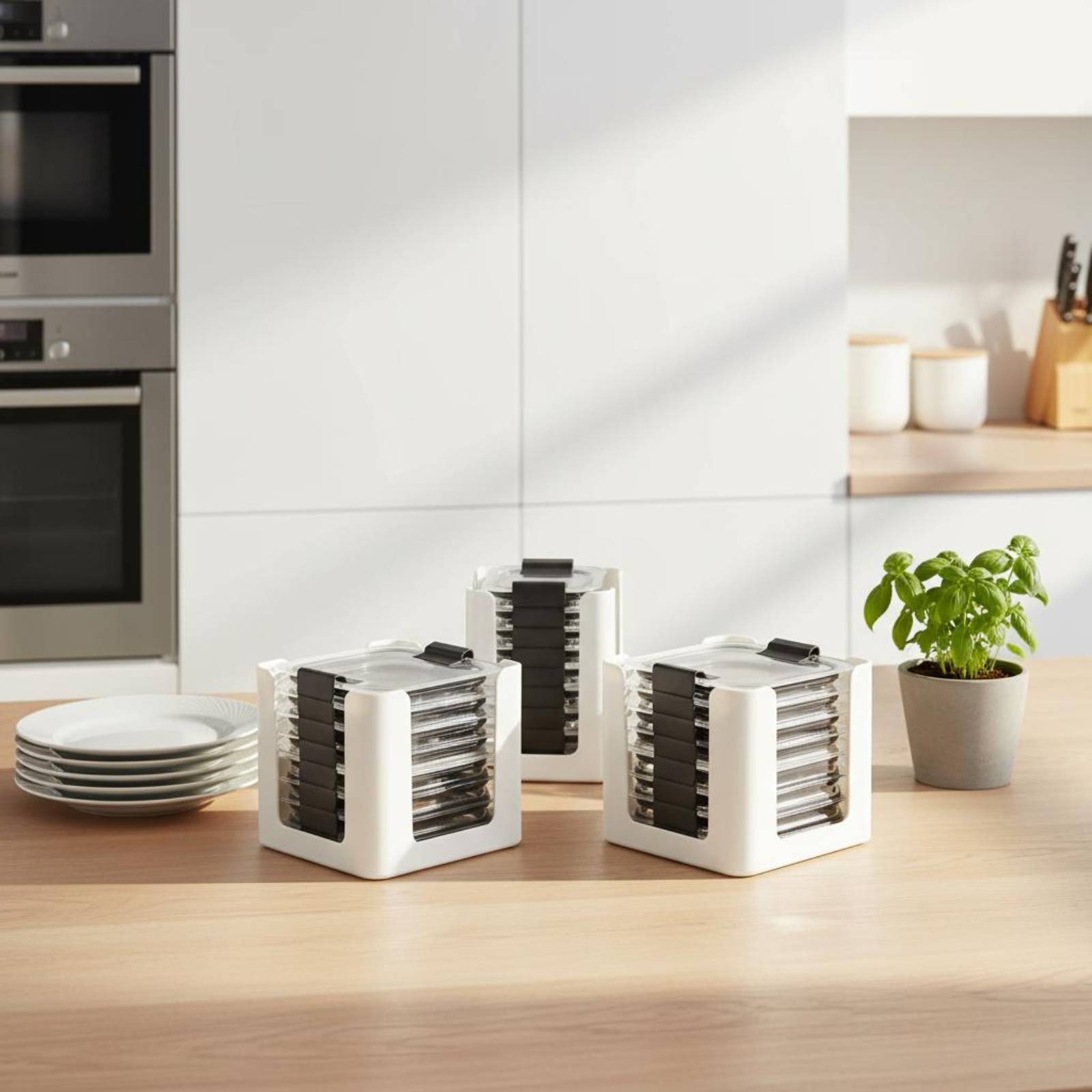 Organizador de tapas de recipi - Food Storage Kitchen Cabinet reseña y precio